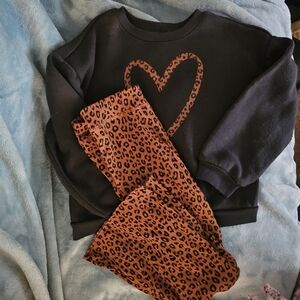 Derek Heart Black and Brown Matching Pajama Set